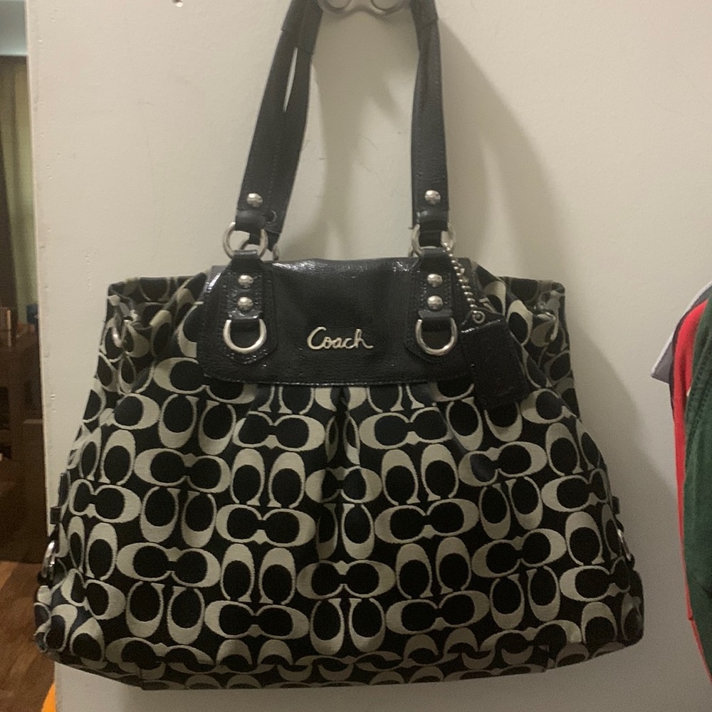 Black and grey Coach bag